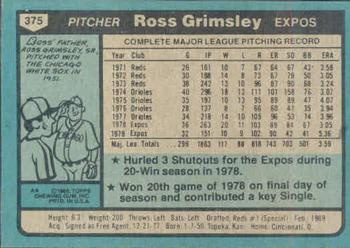 Ross Grimsley  baseball card collectible - Main Image 2