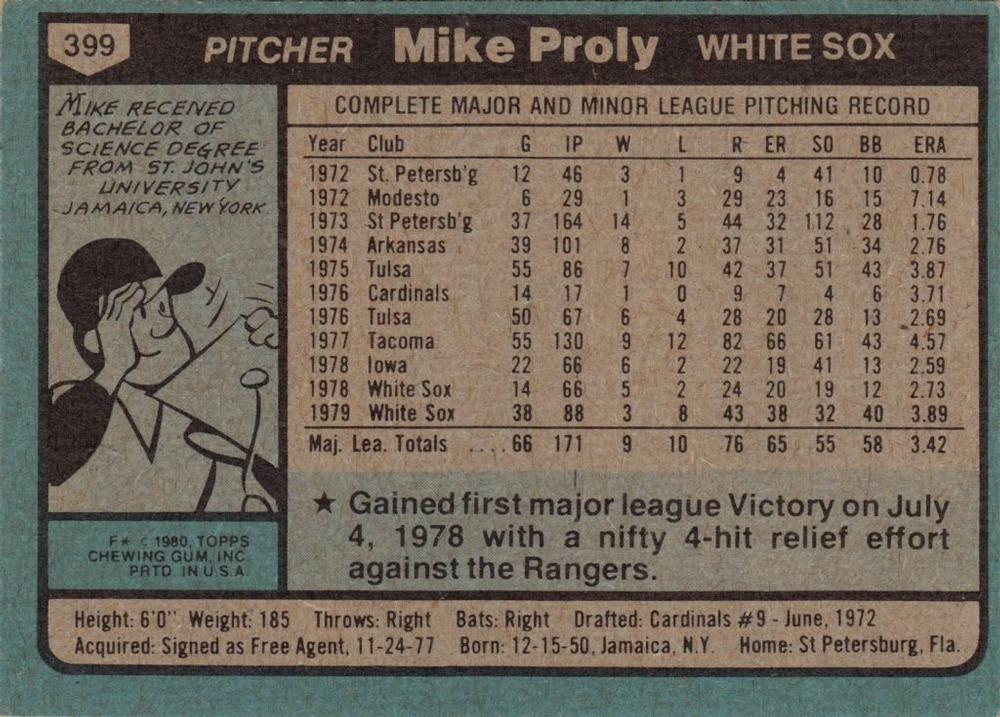 Mike Proly  baseball card collectible - Main Image 2