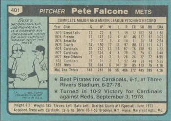 Pete Falcone  baseball card collectible - Main Image 2
