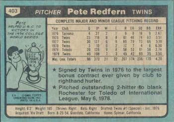 Pete Redfern  baseball card collectible - Main Image 2