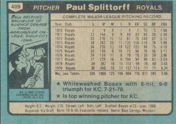 Paul Splittorff  baseball card collectible - Main Image 2