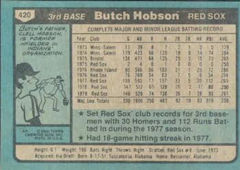 Butch Hobson  baseball card collectible - Main Image 2