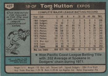 Tom Hutton  baseball card collectible - Main Image 2