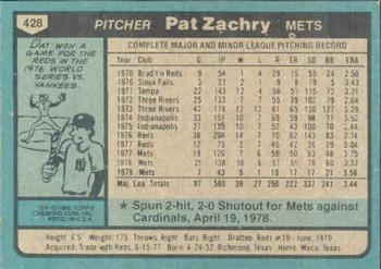 Pat Zachry  baseball card collectible - Main Image 2