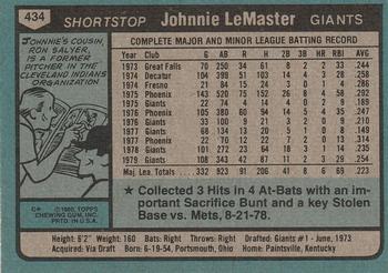 Johnnie LeMaster  baseball card collectible - Main Image 2