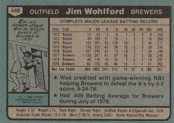 Jim Wohlford  baseball card collectible - Main Image 2