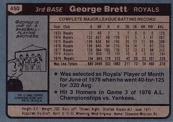 George Brett  baseball card collectible - Main Image 2