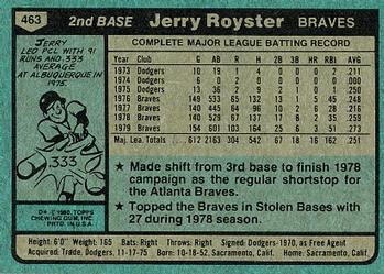 Jerry Royster  baseball card collectible - Main Image 2
