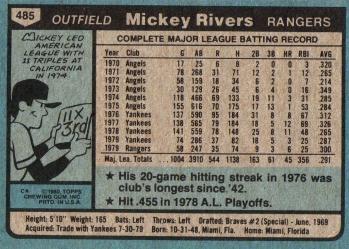 Mickey Rivers  baseball card collectible - Main Image 2