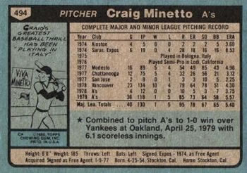 Craig Minetto  baseball card collectible - Main Image 2