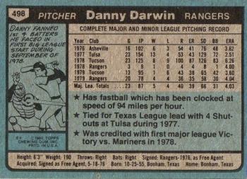 Danny Darwin  baseball card collectible - Main Image 2