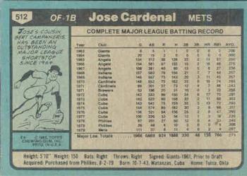Jose Cardenal  baseball card collectible - Main Image 2