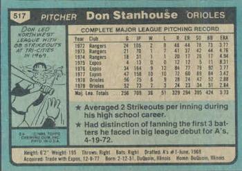 Don Stanhouse  baseball card collectible - Main Image 2