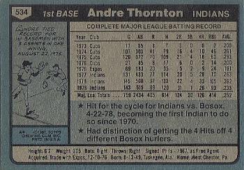 Andre Thornton  baseball card collectible - Main Image 2