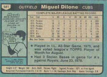 Miguel Dilone  baseball card collectible - Main Image 2