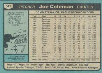 Joe Coleman  baseball card collectible - Main Image 2