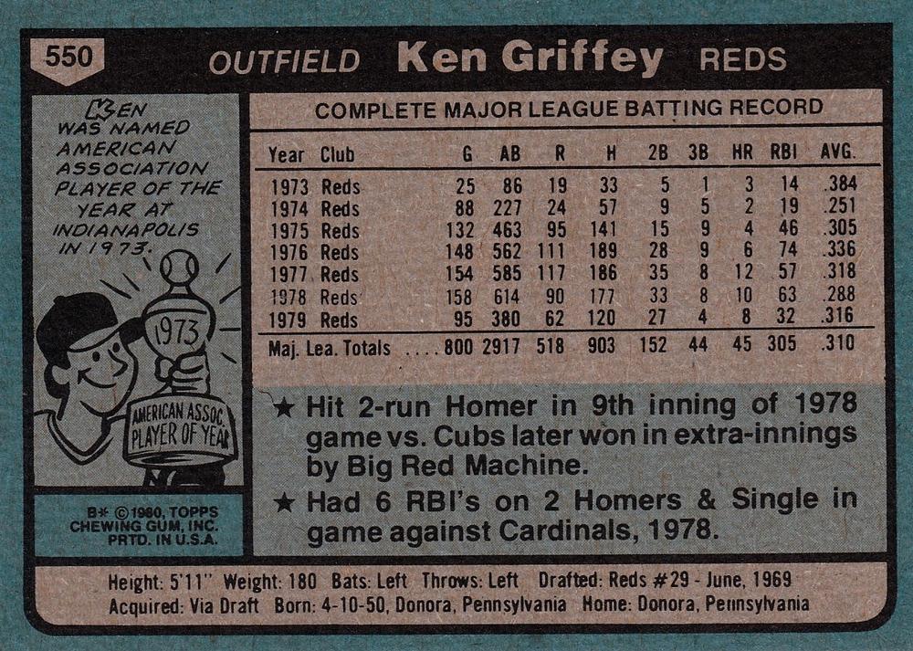 Ken Griffey  baseball card collectible - Main Image 2