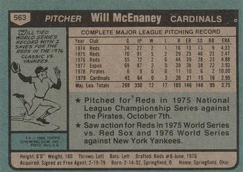 Will McEnaney  baseball card collectible - Main Image 2