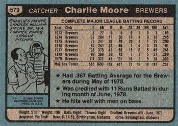 Charlie Moore  baseball card collectible - Main Image 2