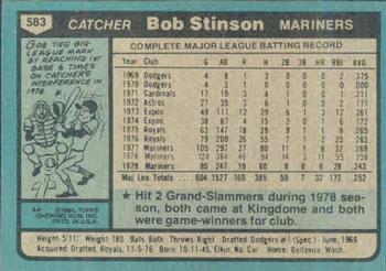 Bob Stinson  baseball card collectible - Main Image 2