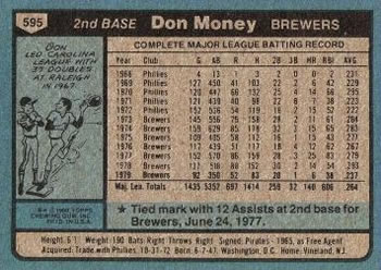Don Money  baseball card collectible - Main Image 2