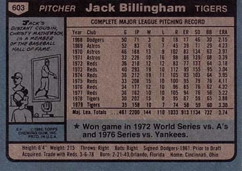 Jack Billingham  baseball card collectible - Main Image 2