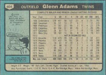 Glenn Adams  baseball card collectible - Main Image 2