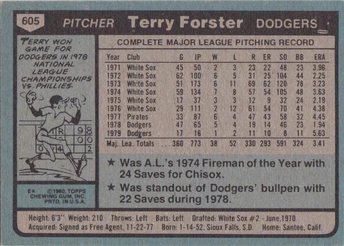 Terry Forster  baseball card collectible - Main Image 2