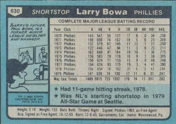 Larry Bowa  baseball card collectible - Main Image 2