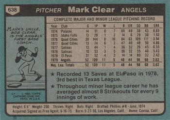 Mark Clear  baseball card collectible - Main Image 2