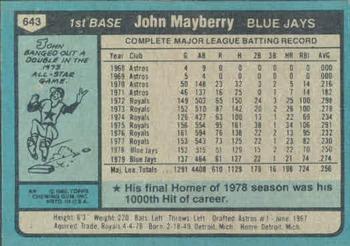 John Mayberry  baseball card collectible - Main Image 2