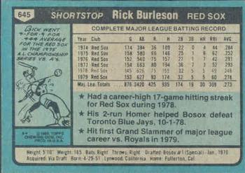 Rick Burleson  baseball card collectible - Main Image 2