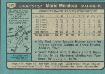 Mario Mendoza  baseball card collectible - Main Image 2