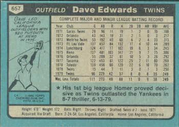 Dave Edwards  baseball card collectible - Main Image 2