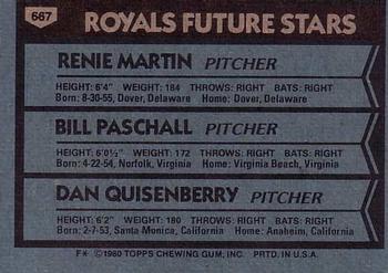 Royals Future Stars (Renie Martin / Bill Paschall / Dan Quisenberry)  baseball card collectible - Main Image 2