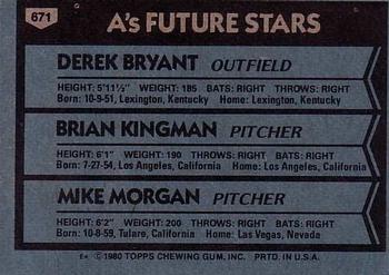 A’s Future Stars (Derek Bryant / Brian Kingman / Mike Morgan)  baseball card collectible - Main Image 2
