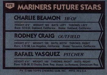 Mariners Future Stars (Charlie Beamon / Rodney Craig / Rafael Vasquez)  baseball card collectible - Main Image 2