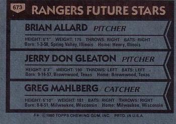 Rangers Future Stars (Brian Allard / Jerry Don Gleaton / Greg Mahlberg)  baseball card collectible - Main Image 2
