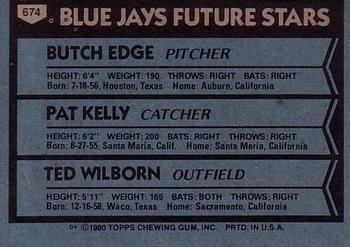 Blue Jays Future Stars (Butch Edge / Pat Kelly / Ted Wilborn)  baseball card collectible - Main Image 2