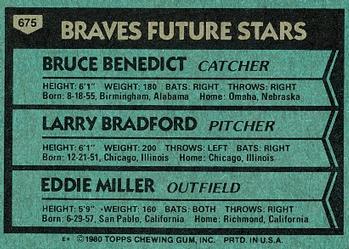 Braves Future Stars (Bruce Benedict / Larry Bradford / Eddie Miller)  baseball card collectible - Main Image 2