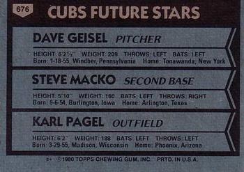 Cubs Future Stars (Dave Geisel / Steve Macko / Karl Pagel)  baseball card collectible - Main Image 2