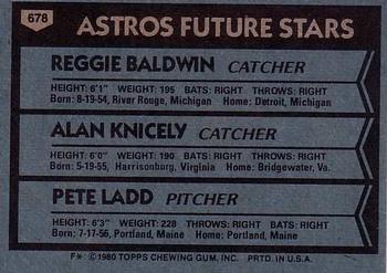 Astros Future Stars (Reggie Baldwin / Alan Knicely / Pete Ladd)  baseball card collectible - Main Image 2