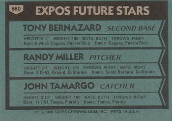 Expos Future Stars (Tony Bernazard / Randy Miller / John Tamargo)  baseball card collectible - Main Image 2
