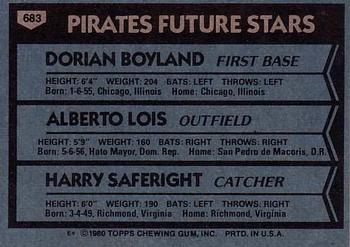 Pirates Future Stars (Dorian Boyland / Alberto Lois / Harry Saferight)  baseball card collectible - Main Image 2
