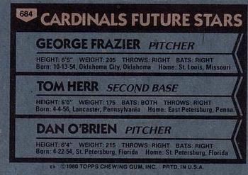Cardinals Future Stars (George Frazier / Tom Herr / Dan O’Brien)  baseball card collectible - Main Image 2