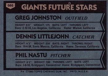 Giants Future Stars (Greg Johnston / Dennis Littlejohn / Phil Nastu)  baseball card collectible - Main Image 2