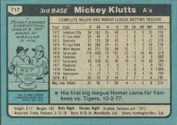 Mickey Klutts  baseball card collectible - Main Image 2