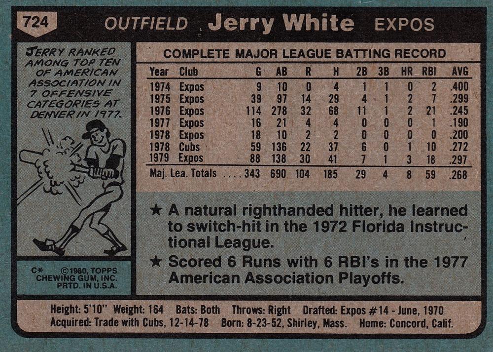 Jerry White  baseball card collectible - Main Image 2