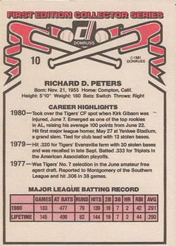 Ricky Peters  baseball card collectible - Main Image 2