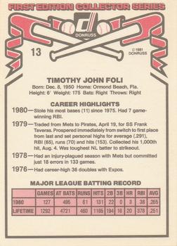 Tim Foli  baseball card collectible - Main Image 2